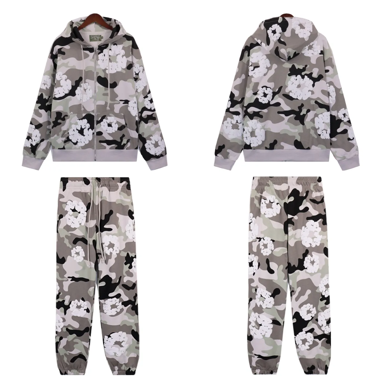 Sweater p230 Pants P190 DENIM TEARS main line kapok camouflage cotton garland zipper hoodie Color: Camouflage blue Camouflage apricot Camouflage powder Camouflage green Camouflage gray Size: S M L XL